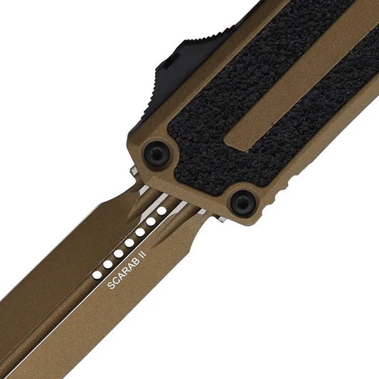 Microtech Scarab II OTF Auto Knife For EDC Enthusiasts Gen III 3.9in M390MK Blade Premium Bronze Cerakote Handle by Microtech