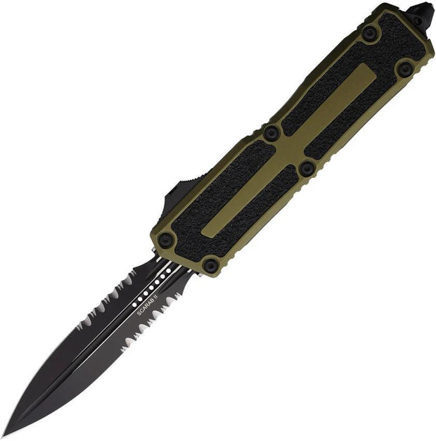 Microtech Scarab II OTF Auto Knife DE Gen III 1280-2OD Premium OD Green Handle Glass Breaker For Collectors