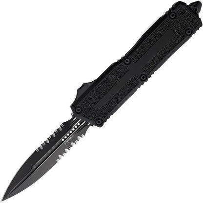 Microtech Scarab II OTF Auto Knife Gen III 1280-2T Double Edge Dagger Blade Black Aluminum For Tactical Enthusiasts