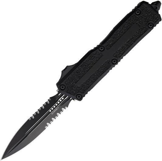 Microtech Scarab II OTF Auto Knife Gen III 1280-2T Double Edge Dagger Blade Black Aluminum For Tactical Enthusiasts
