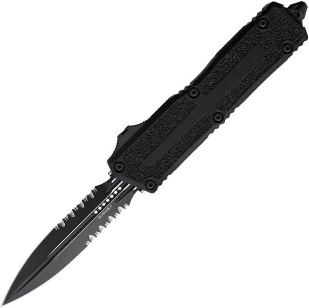 Microtech Scarab II OTF Auto Knife Gen III 1280-2T Double Edge Dagger Blade Black Aluminum For Tactical Enthusiasts