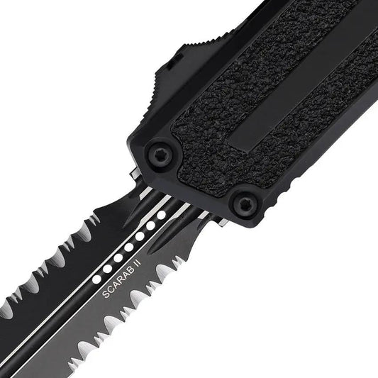 Microtech Scarab II OTF Auto Knife Gen III 1280-2T Double Edge Dagger Blade Black Aluminum For Tactical Enthusiasts by Microtech