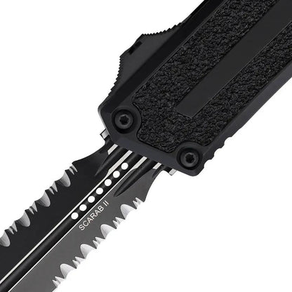 Microtech Scarab II OTF Auto Knife Gen III 1280-2T Double Edge Dagger Blade Black Aluminum For Tactical Enthusiasts by Microtech