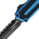 Microtech Scarab II OTF Knife Gen III Double Edged Dagger Blade Blue Aluminum Handle For EDC Collectors by Microtech