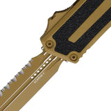 Microtech Scarab II Auto OTF Knife For Collectors Premium Tan Cerakote Serrated Dagger Blade Gen III 1280-3CRA by Microtech