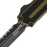 Microtech Scarab II OTF Knife Auto 1280-3OD Tactical EDC, 3.9In Serrated Dagger Blade, OD Green Handle, Glass Breaker by Microtech
