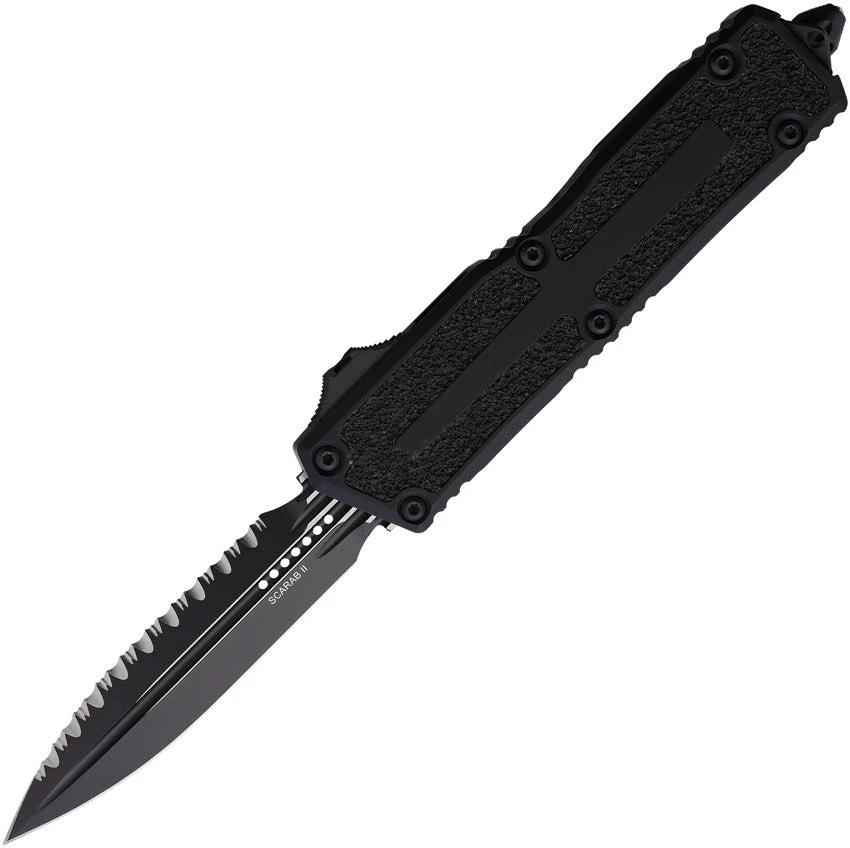 Microtech Scarab II OTF Automatic Knife With Serrated Dagger Blade Glass Breaker For Tactical EDC by Microtech