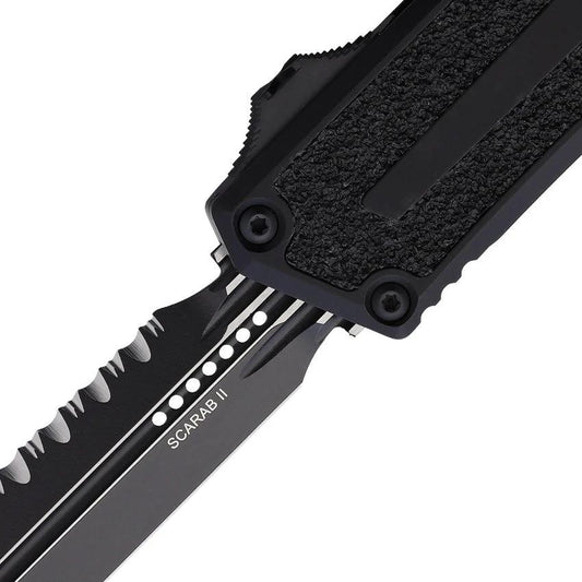 Microtech Scarab II OTF Automatic Knife With Serrated Dagger Blade Glass Breaker For Tactical EDC by Microtech