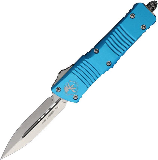 Microtech Automatic Troodon DE OTF Knife Turquoise Aluminum Handle M390 Dagger Blade Glass Breaker For Elite Collectors by Microtech