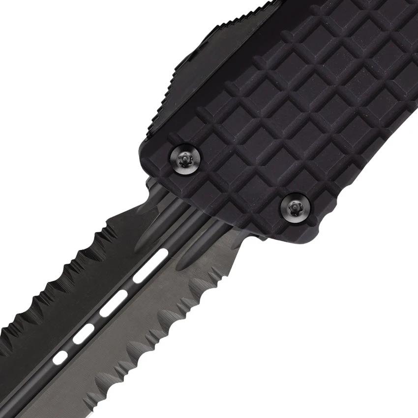 Microtech Auto Combat Troodon OTF Knife Automatic Opening Dual Edge DLC Blade Glass Breaker For Tactical Enthusiasts by Microtech