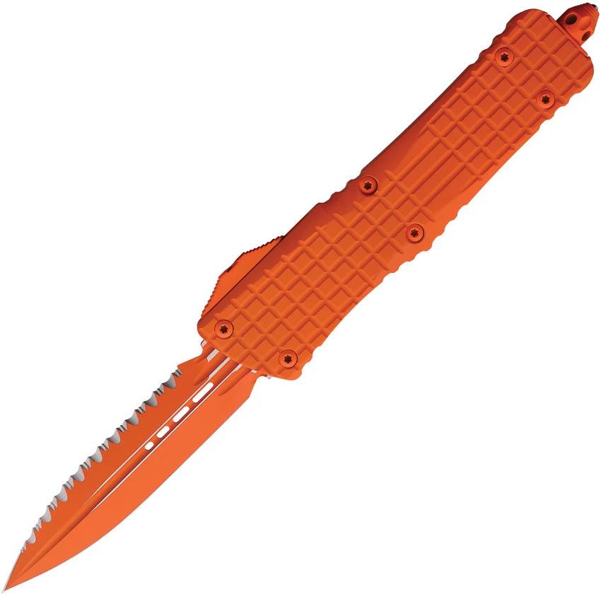 Microtech Auto Combat Troodon Dagger Orange Cerakote M390 Serrated Blade 3.88in For Tactical EDC Enthusiasts by Microtech