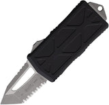 Microtech Automatic Exocet OTF Knife 3.63 Inch Closed Serrated Tanto Premium Black Aluminum Handle For EDC Enthusiasts by Microtech