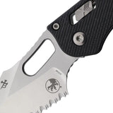 Microtech Stitch S E Ram Lok Knife 5 Inch Closed 3.75 Inch Blade M390MK Serrated Black G10 EDC Tactical by Microtech