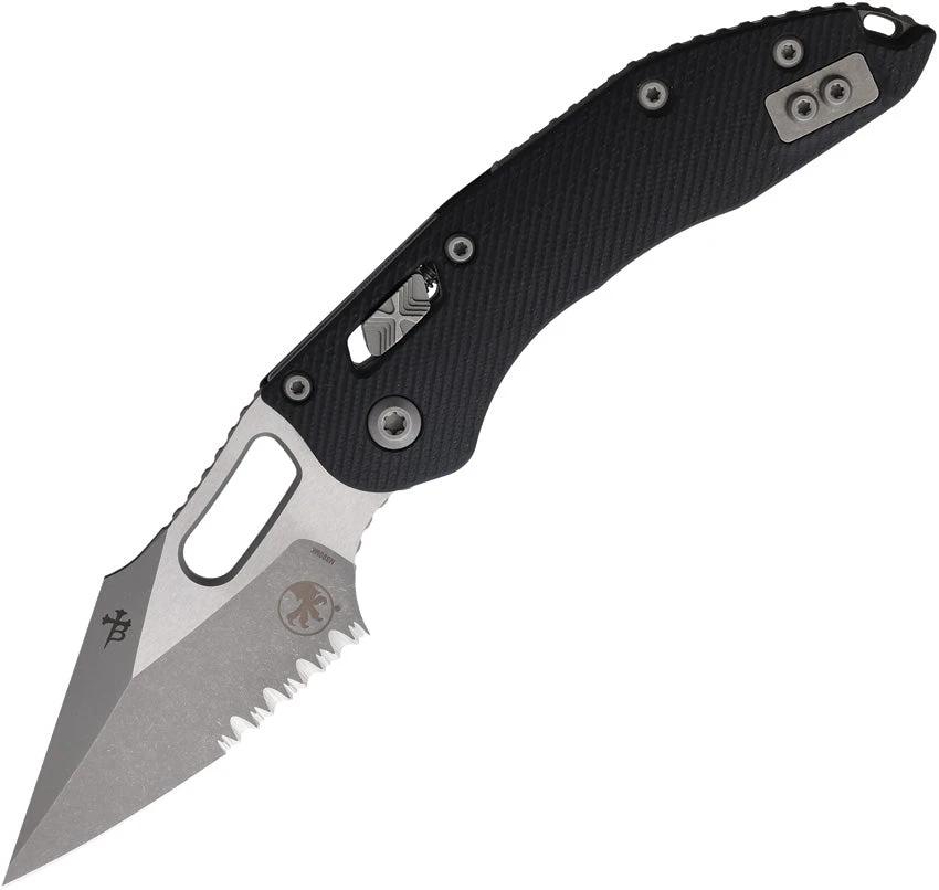 Microtech Stitch S E Tactical Knife 5 Inch Closed Partially Serrated M390MK Blade Apocalyptic Finish For EDC Enthusiasts by Microtech