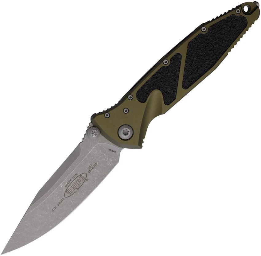 Microtech Socom Elite SE Linerlock OD Knife M390 Apocalyptic Finish 4 Inch Blade For EDC Enthusiasts by Microtech