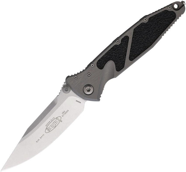 Microtech Socom Elite Linerlock Tactical Folding Knife For EDC Enthusiasts 4in Stonewash Blade Glass Breaker Clip by Microtech
