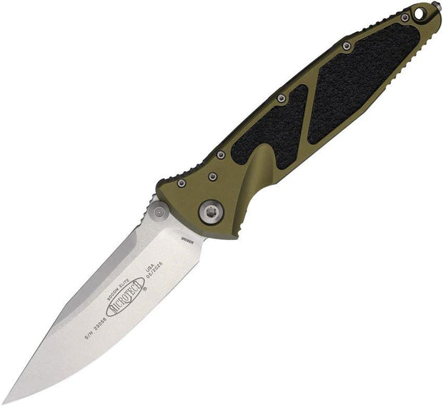 Microtech Socom Elite SE Linerlock Folding Knife OD Green Aluminum Handle With Glass Breaker And Pocket Clip For EDC by Microtech