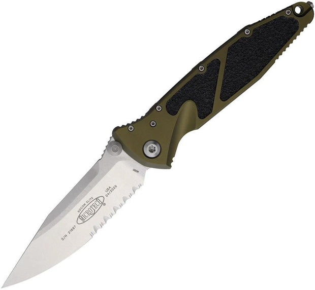 Microtech Socom Elite Knife Bohler M390 Stonewash Blade OD Green Aluminum Handle Linerlock For Tactical EDC Enthusiasts by Microtech