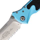 Microtech Socom Elite TE Linerlock Tactical Knife 4 Inch Stonewash Blade Turquoise Handle For EDC by Microtech