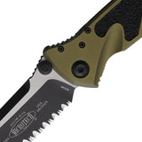 Microtech Socom Elite S E Linerlock Tactical Knife OD Green Handle Partial Serrated Steel Blade for EDC Enthusiasts by Microtech