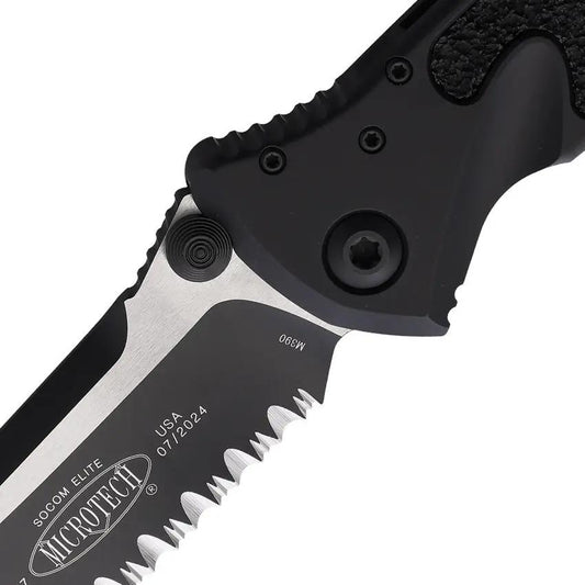 Microtech Socom Elite S E Linerlock PS 160 2T Tactical Knife With Two Tone Finish Partially Serrated Blade by Microtech