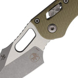 Microtech Stitch S E Ram Lok 5In Closed Bohler M390MK Apocalyptic OD Green G10 EDC by Microtech