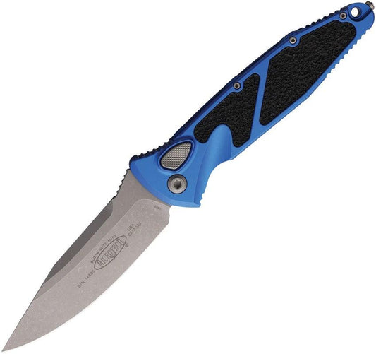 Microtech Auto Socom Elite Button Lock Auto Knife With Premium 4 Inch Blade And Blue Aluminum Handle For Tactical EDC