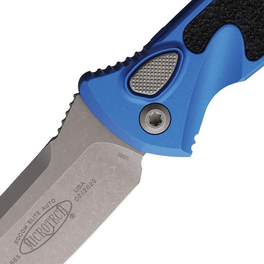 Microtech Auto Socom Elite Button Lock Auto Knife With Premium 4 Inch Blade And Blue Aluminum Handle For Tactical EDC by Microtech