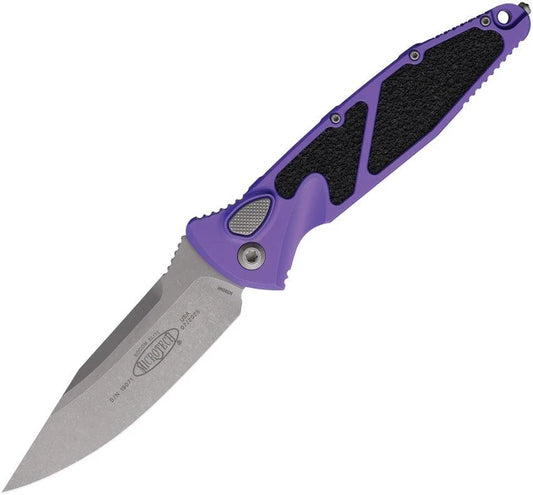Microtech Auto Socom Elite Buttonlock Knife Apocalyptic Finish Purple Aluminum Handle For Tactical Collectors by Microtech