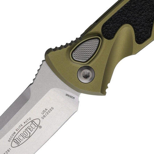 Microtech Auto Socom Elite Buttonlock Knife With Automatic Opening OD Green Aluminum Handle Tactical EDC Enthusiasts by Microtech