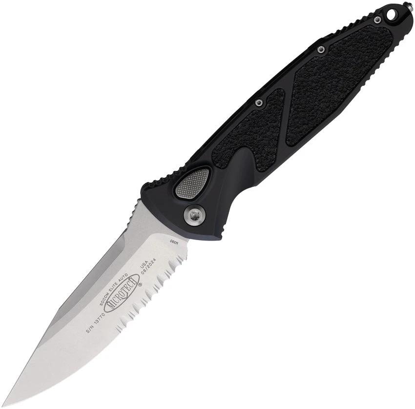 Microtech Auto Socom Elite Buttonlock Knife 160A-11 Automatic EDC With 5.13in Closed 4in Stonewashed Serrated Blade by Microtech