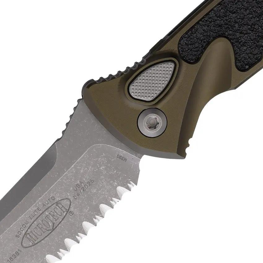 Microtech Auto Socom Elite Buttonlock Tactical Knife With 4 Inch Blade And Glass Breaker For Tactical Knife Enthusiasts by Microtech