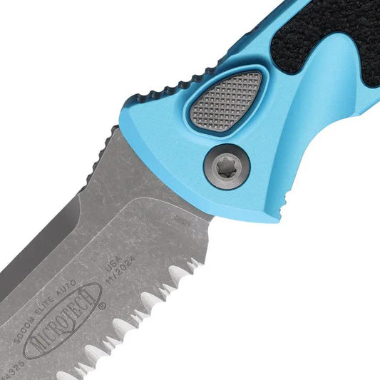 Microtech Auto Socom Elite Automatic Opening Knife For Tactical Enthusiasts 4in Serrated Blade Aluminum Handle by Microtech