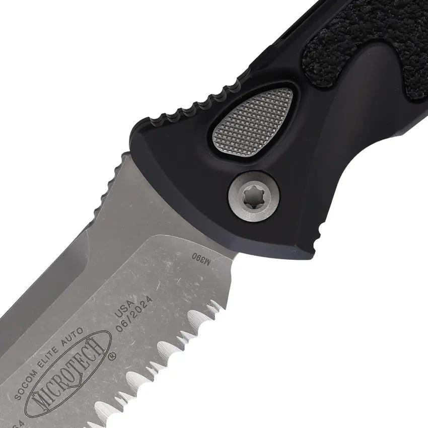 Microtech Socom Elite Automatic Buttonlock Knife For Tactical Pros With Apocalyptic Finish Partially Serrated Blade by Microtech