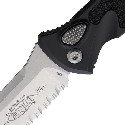 Microtech Auto Socom Elite Buttonlock Knife 160A-11 Automatic EDC With 5.13in Closed 4in Stonewashed Serrated Blade by Microtech