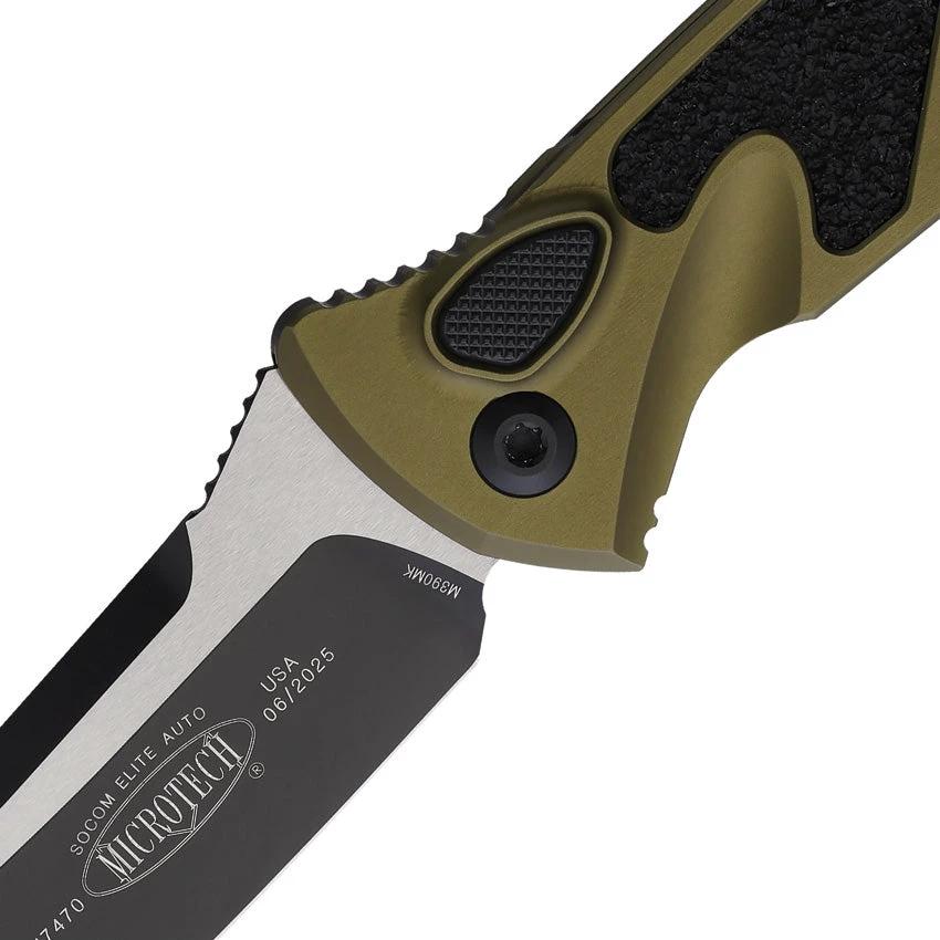 Microtech Auto Socom Elite Buttonlock Automatic Knife With Two Tone Blade OD Green Aluminum Handle EDC by Microtech