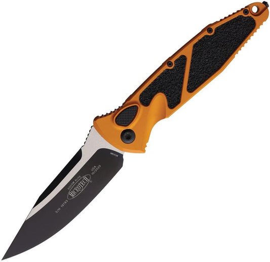 Microtech Auto Socom Elite Buttonlock Knife Orange Aluminum Handle Glass Breaker For Tactical Enthusiasts