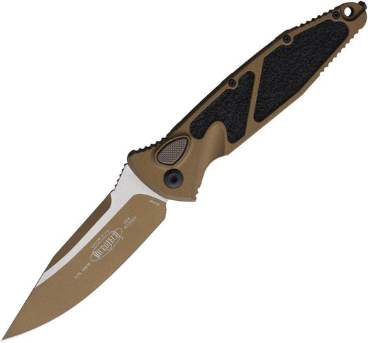 Microtech Auto Socom Elite Buttonlock Tactical EDC Knife with Automatic Opening, 4in Blade, Burnt Bronze Cerakote by Microtech
