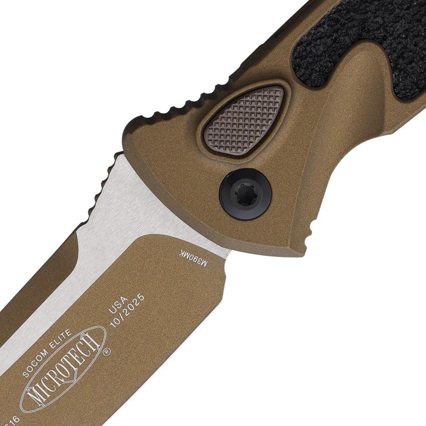 Microtech Auto Socom Elite Buttonlock Tactical EDC Knife with Automatic Opening, 4in Blade, Burnt Bronze Cerakote by Microtech