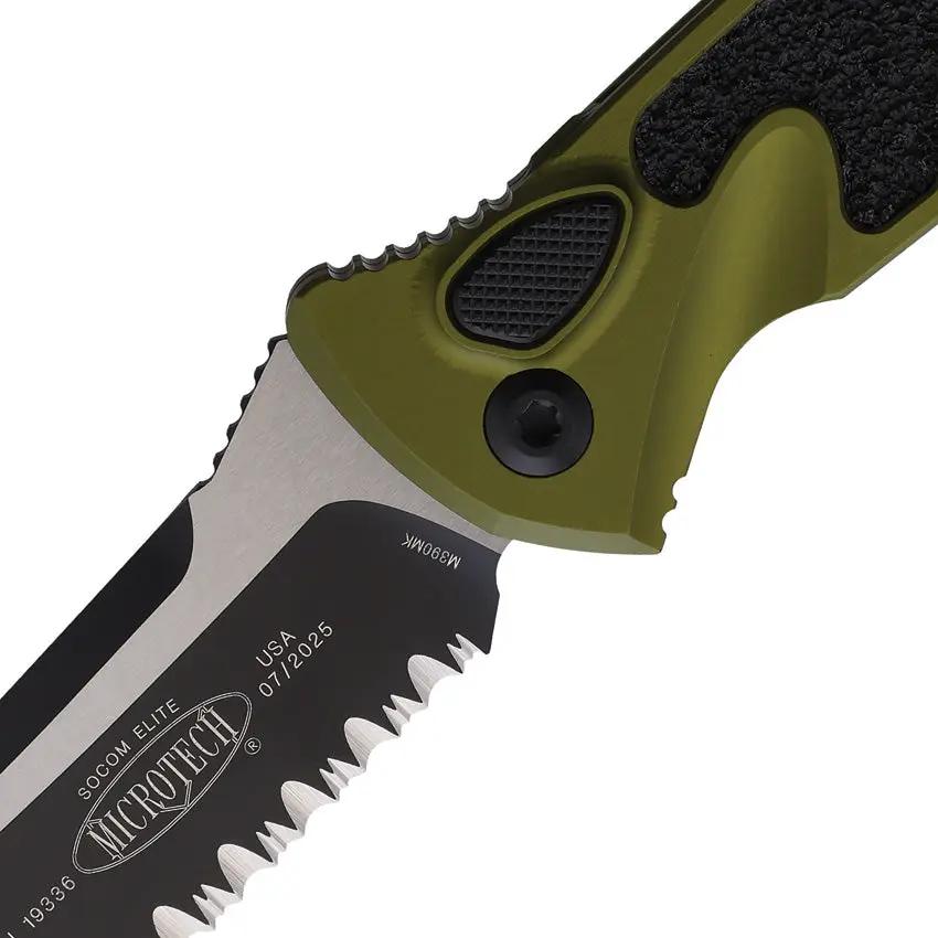 Microtech Socom Elite Buttonlock Automatic Knife OD Green 160A2OD Glass Breaker For Tactical Pros by Microtech