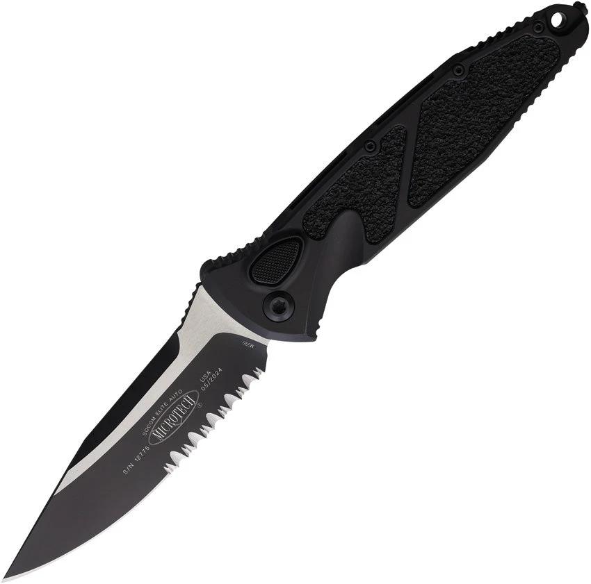 Microtech Auto Socom Elite Buttonlock Tactical Knife Automatic Opening For EDC Enthusiasts Two Tone Serrated Blade
