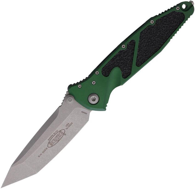 Microtech Socom Elite Linerlock Knife With Apocalyptic Finish Tanto Blade Emerald Green Aluminum Handle Tactical Pros by Microtech