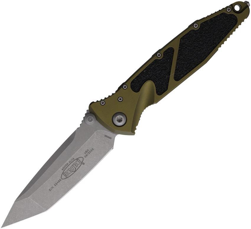 Microtech Socom Elite Linerlock OD Green Aluminum Handle Tactical Knife For EDC Enthusiasts With Apocalyptic Finish