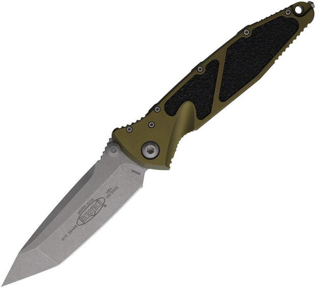 Microtech Socom Elite Linerlock OD Green Aluminum Handle Tactical Knife For EDC Enthusiasts With Apocalyptic Finish