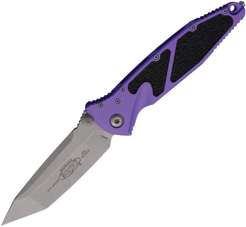 Microtech Socom Elite T E Linerlock AP 161 10APPU Tactical Folding Knife With Purple Aluminum Handle Glass Breaker