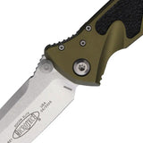 Microtech Socom Elite TE Linerlock OD Green Aluminum Handle With Black Traction For Tactical EDC 4In Tanto by Microtech