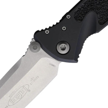 Microtech Socom Elite Knife Linerlock 16110 Stonewash Blade Black Aluminum Handle EDC Tactical by Microtech
