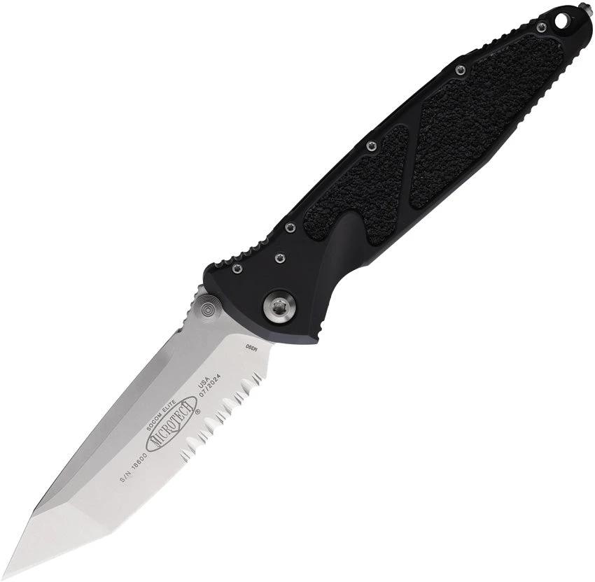 Microtech Socom Elite Linerlock Knife Premium Tactical EDC With Stonewash Partially Serrated Tanto Blade