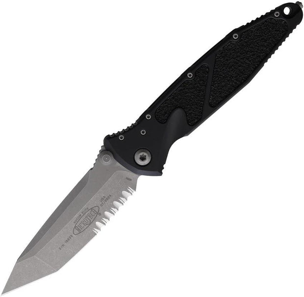 Microtech Socom Elite Linerlock Tactical Knife With Apocalyptic Finish And Partially Serrated Tanto For EDC Pros
