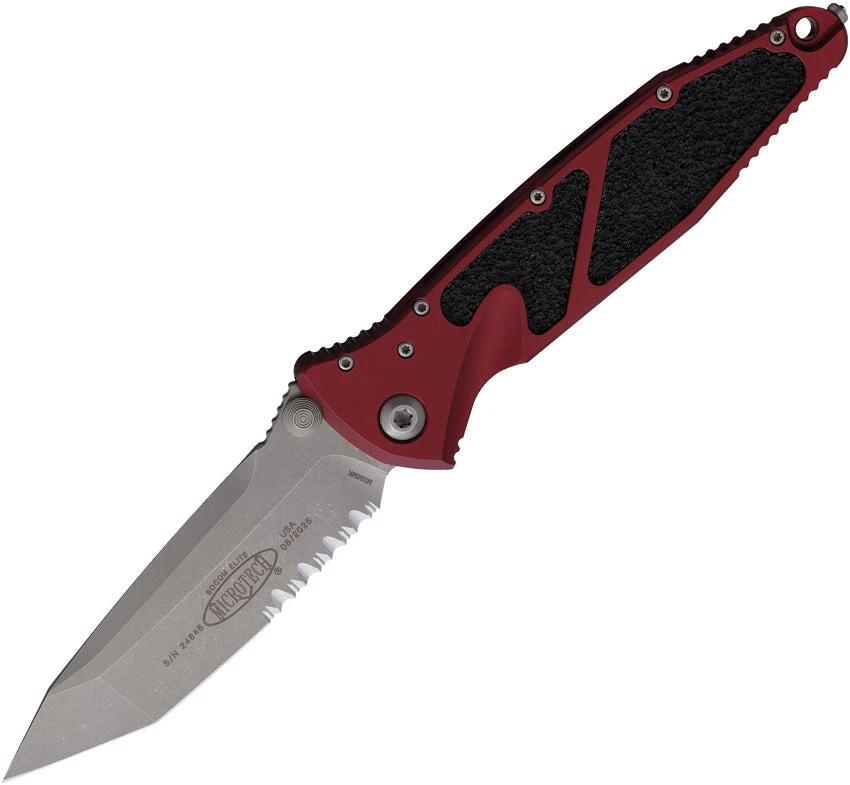 Microtech Socom Elite TE Linerlock Folding Knife For Tactical EDC Enthusiasts With Apocalyptic Finish Merlot Aluminum by Microtech